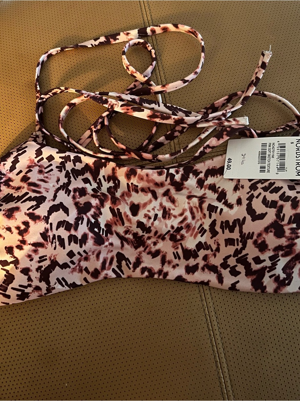 Chelsea 28 Pink and Brown Animal Print Bikini Top size small. New